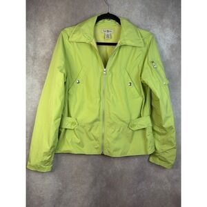 Duck Head Women Lime Green Full Zip Lightweight Windbreaker w Hidden Hood Sz M
